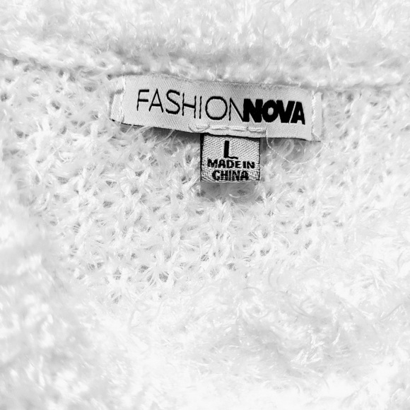 White fuzzy sweater dress - Picture 2 of 5